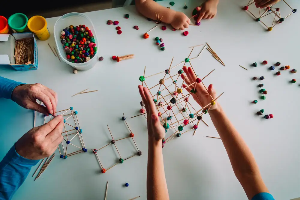 Students building a model