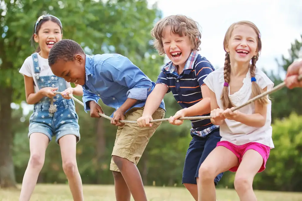 Kids in a tug of war